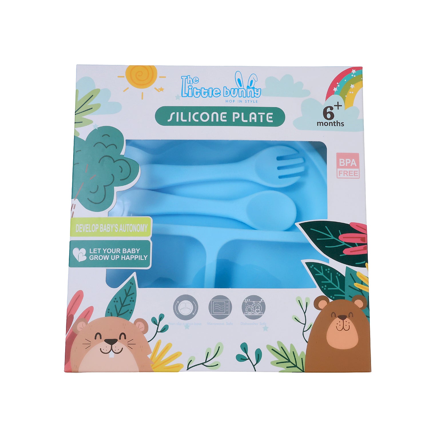 Baby Silicone Feeding Set with Bib, Plate & Spoon – 6+ Months