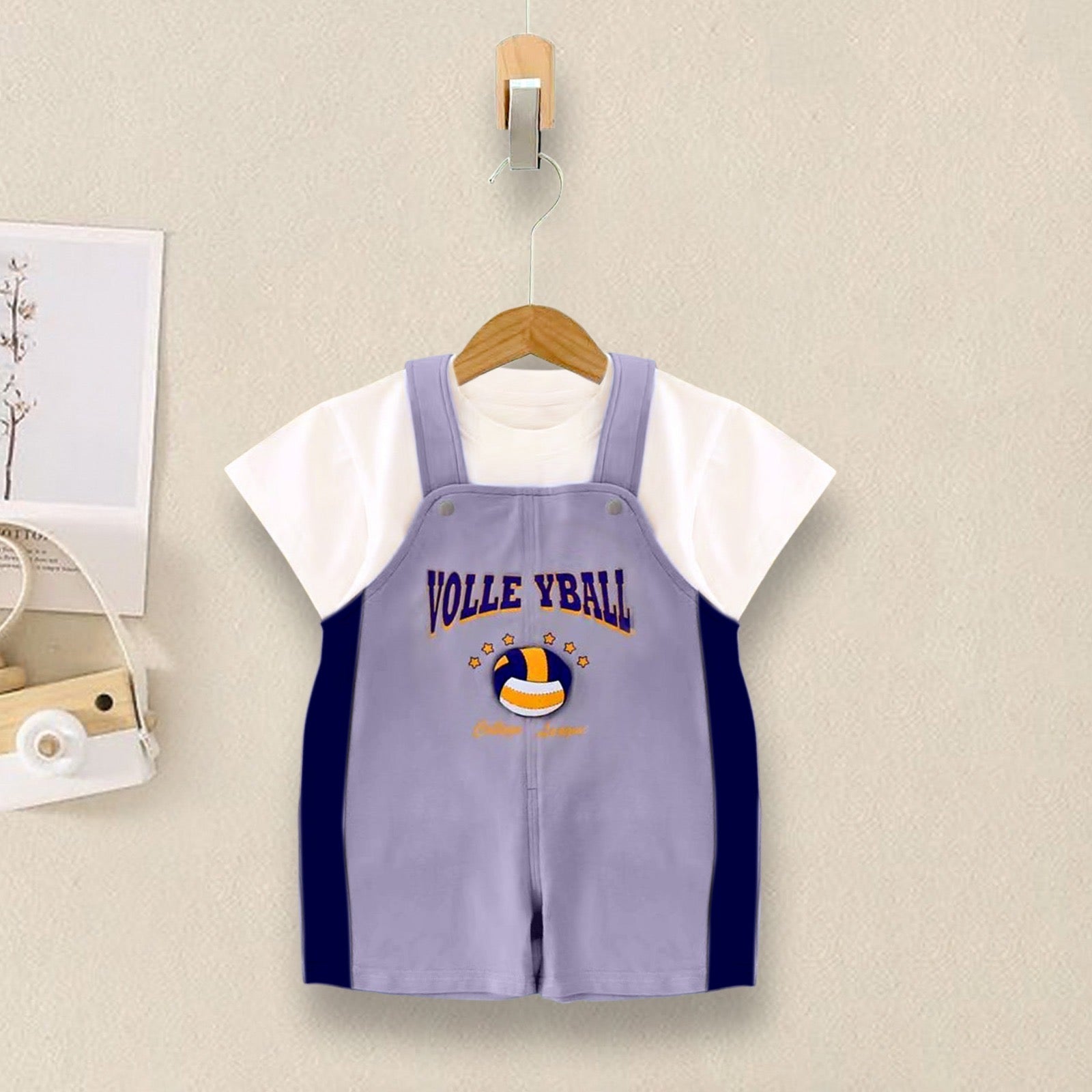 Sporty Vibrant Cotton T-shirt & Dungaree