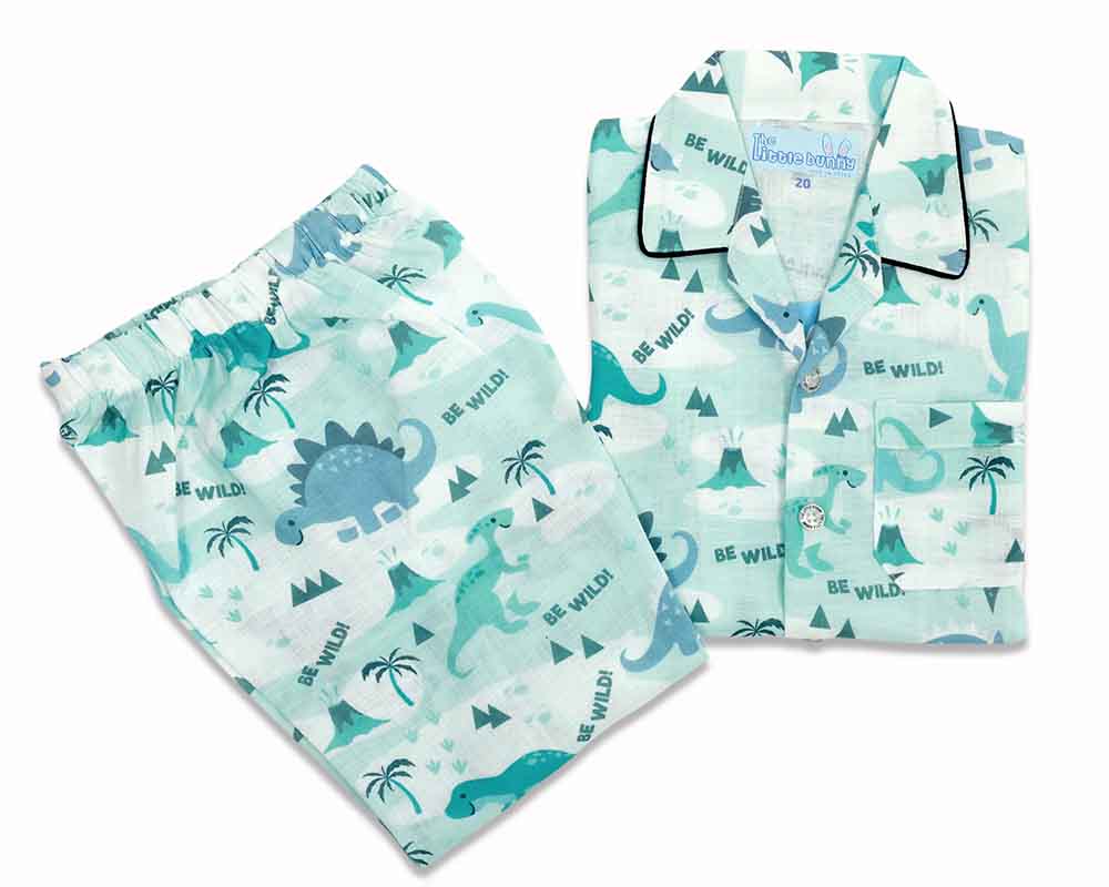 Jumping Dino kids cotton night suit