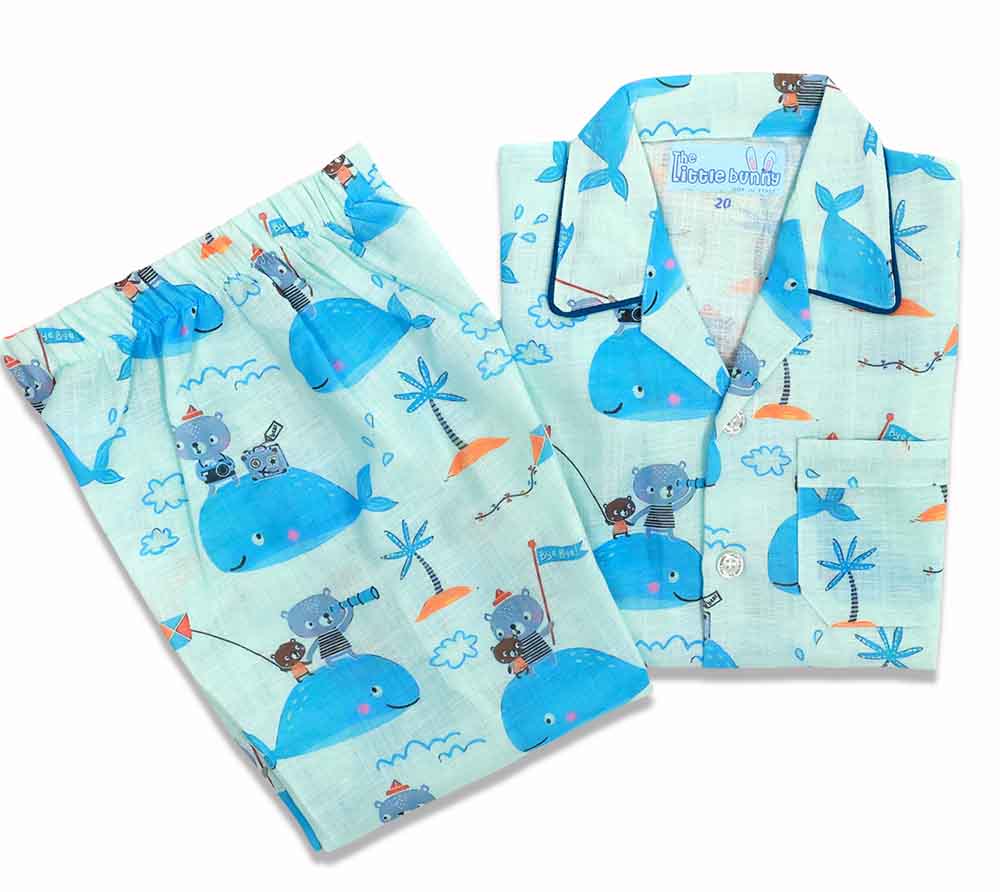 Dancing Dolphin Cotton Kids Night suit