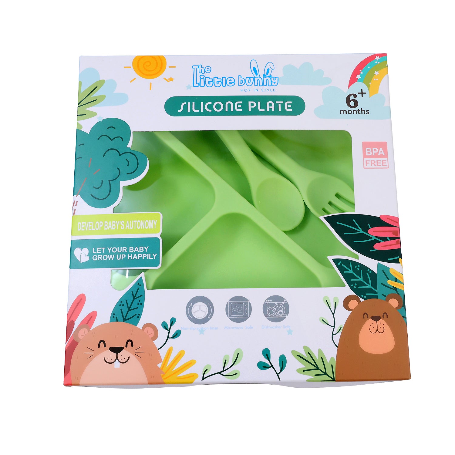 Baby Silicone Feeding Set with Bib, Plate & Spoon – 6+ Months