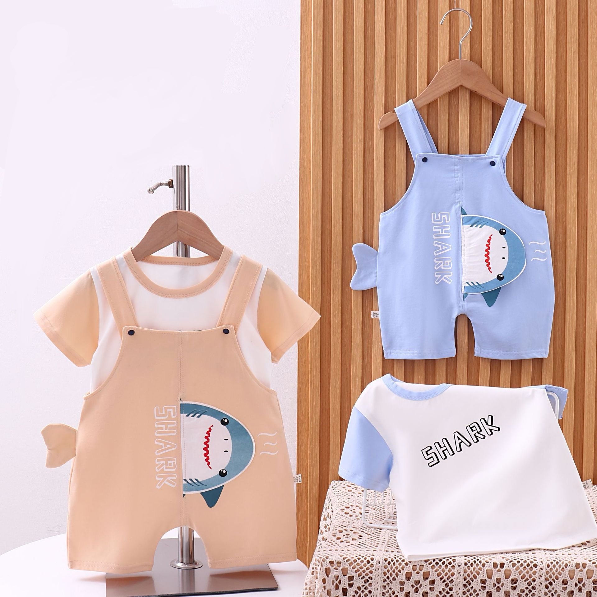 Sharky T-shirt & Dungaree Set
