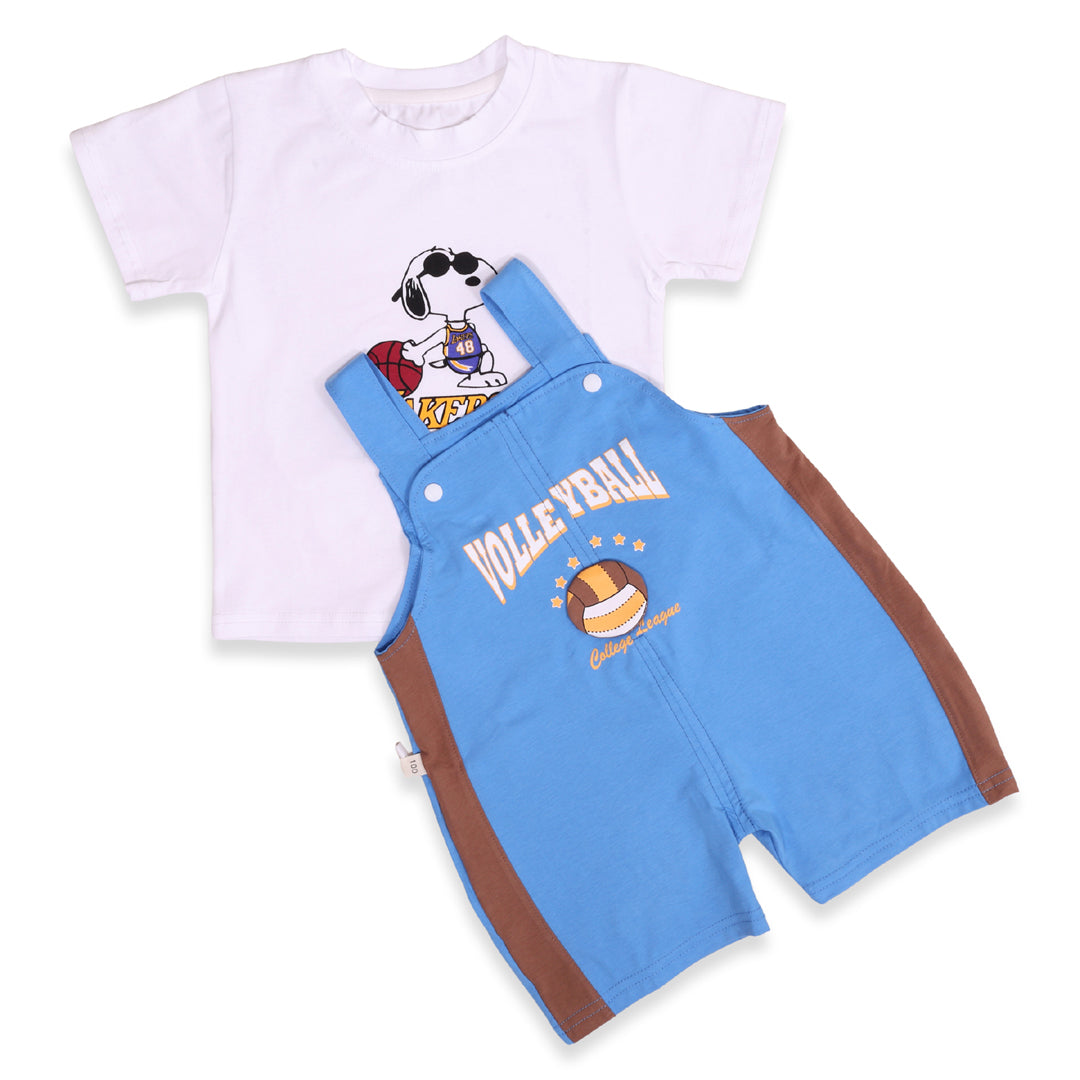 Sporty Vibrant Cotton T-shirt & Dungaree