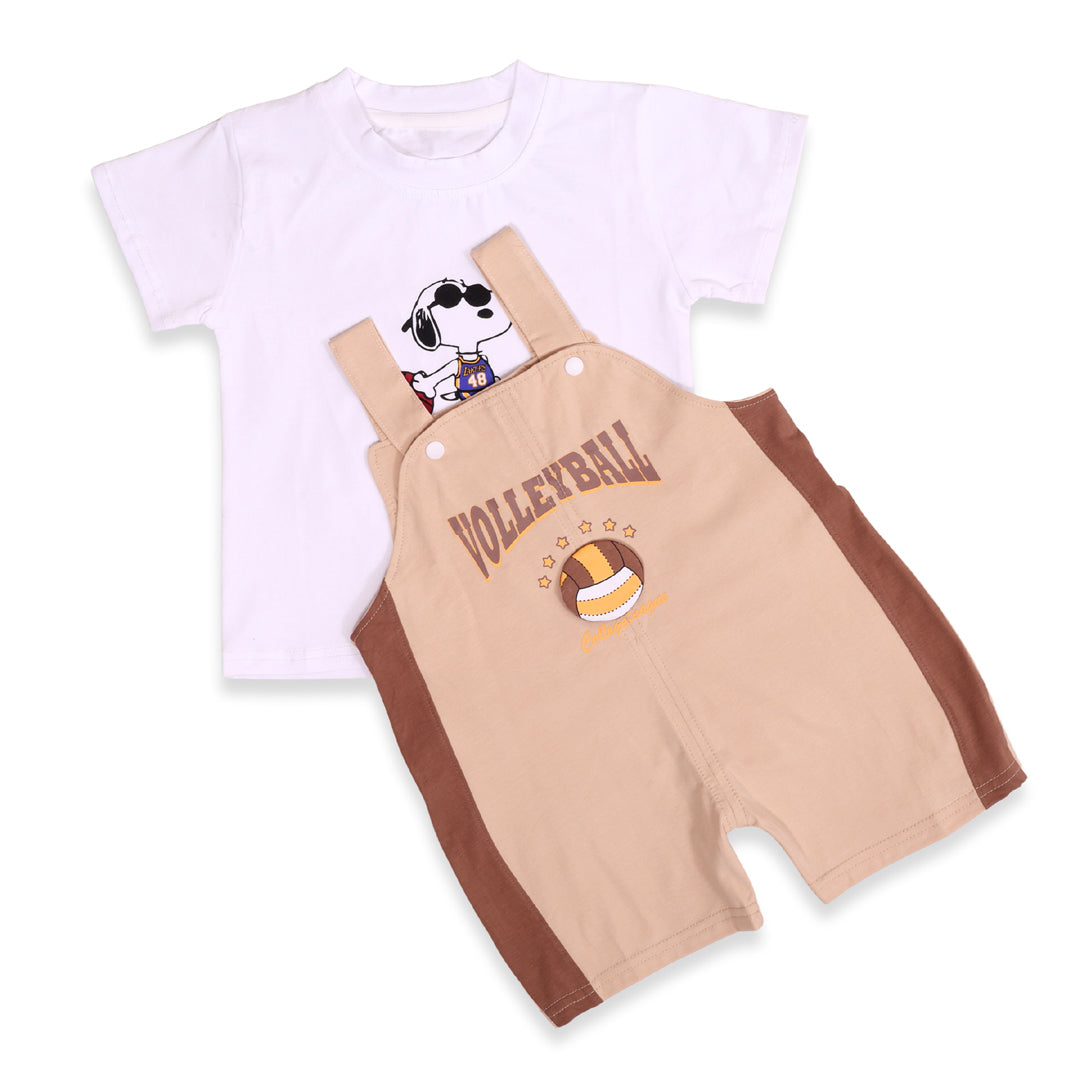 Sporty Vibrant Cotton T-shirt & Dungaree
