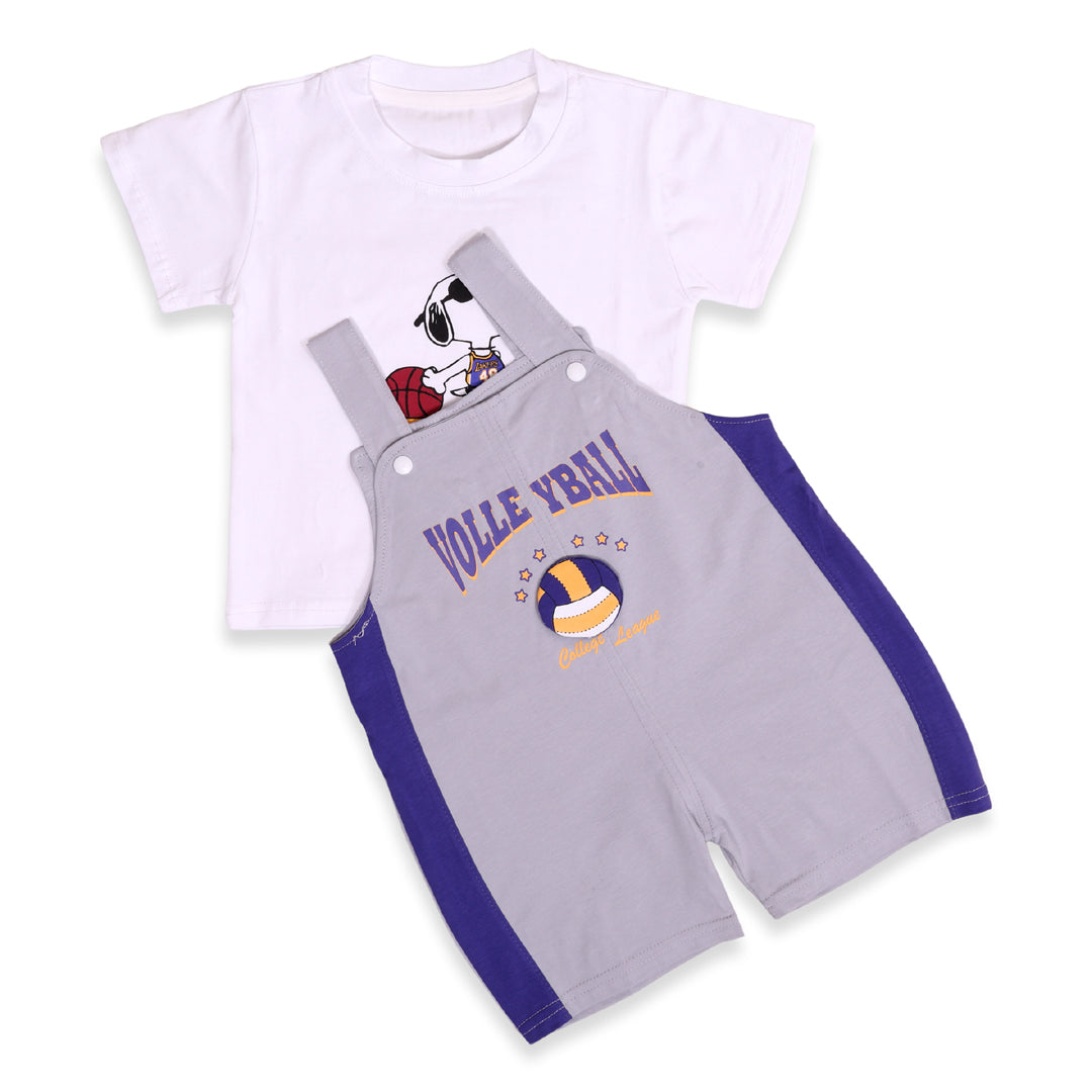 Sporty Vibrant Cotton T-shirt & Dungaree