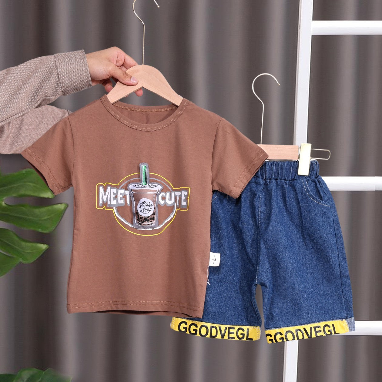 Boba Tea Boys T-Shirt & Denim Shorts Set