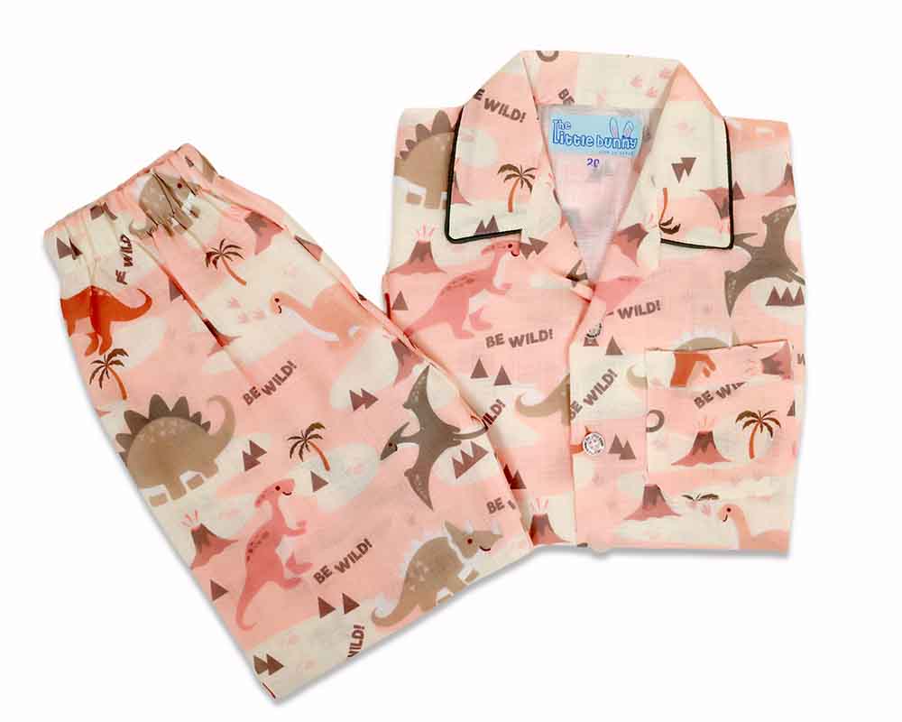 Jumping Dino kids cotton night suit
