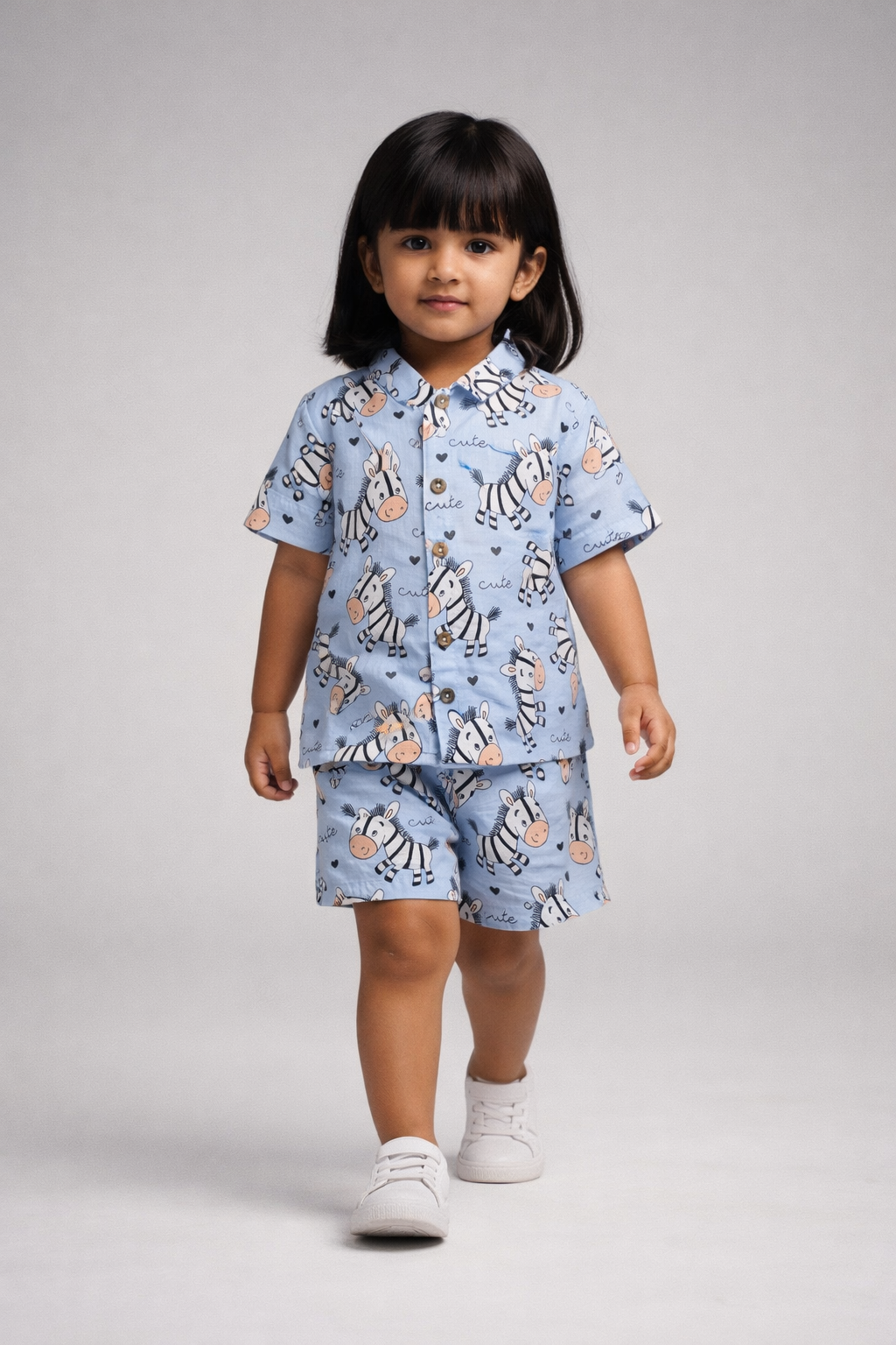 Kids Cotton Shirt and Shorts Co-Ord Set with Collar – Comfortable Casual Outfit-TLB2667