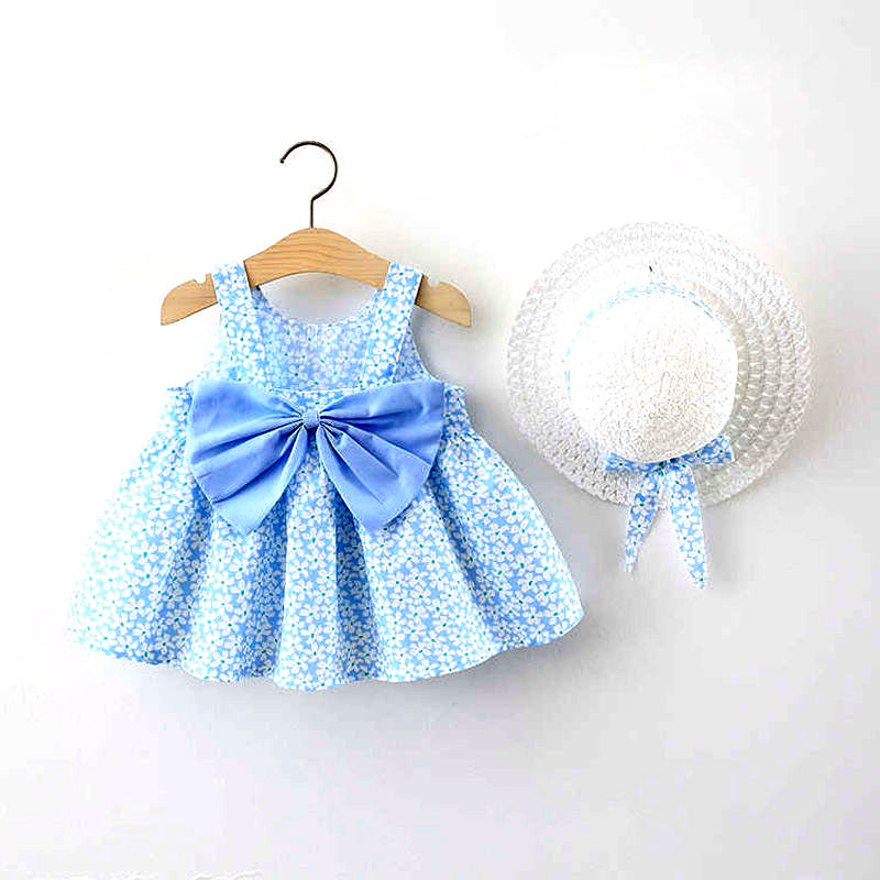 Flower frock with Bow on Hat
