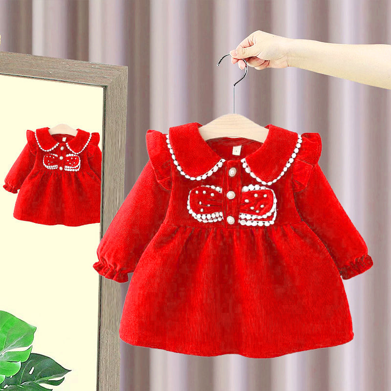 Full Sleeves Dress with Buttoned Bow