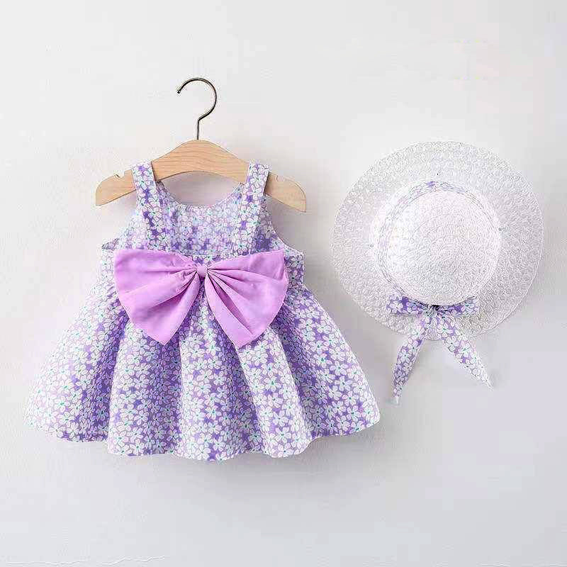 Flower frock with Bow on Hat