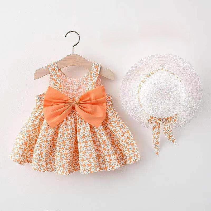 Flower frock with Bow on Hat
