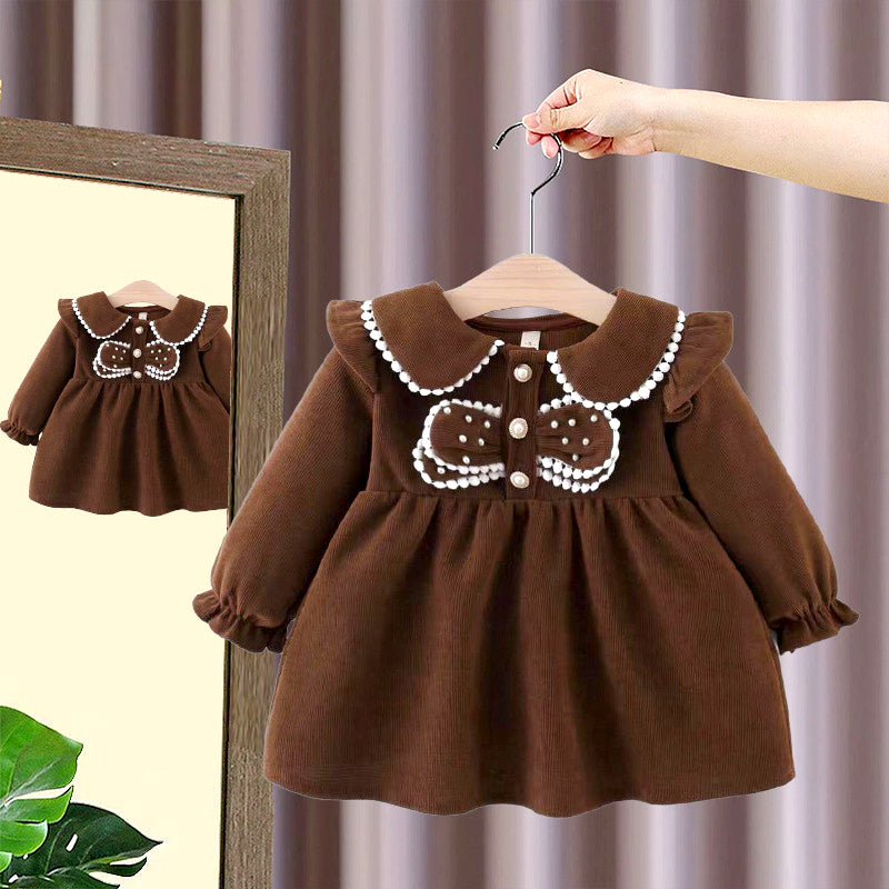 Full Sleeves Dress with Buttoned Bow