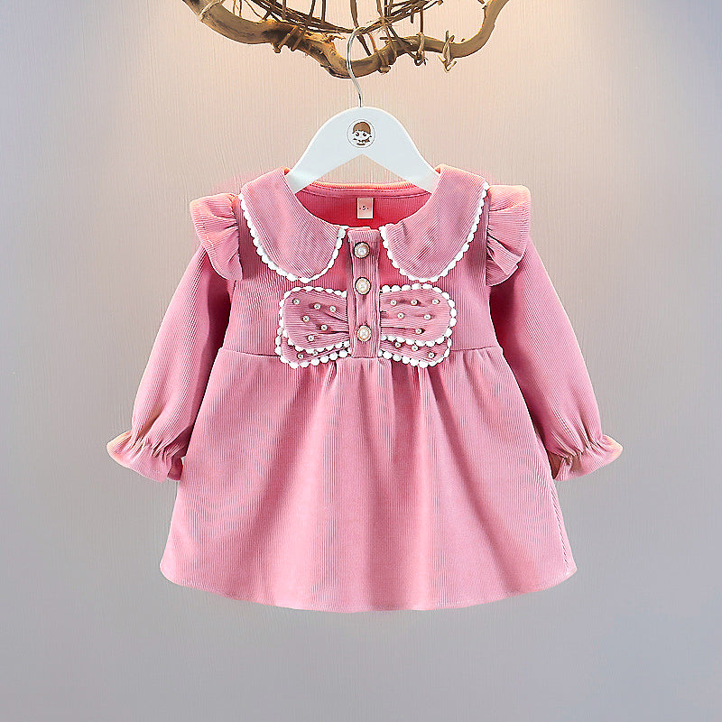 Full Sleeves Dress with Buttoned Bow