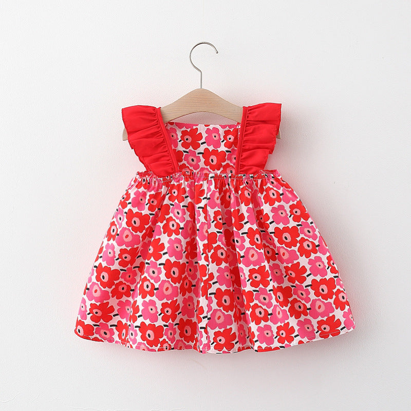 Flowery Frill sleeves Baby girl Frock