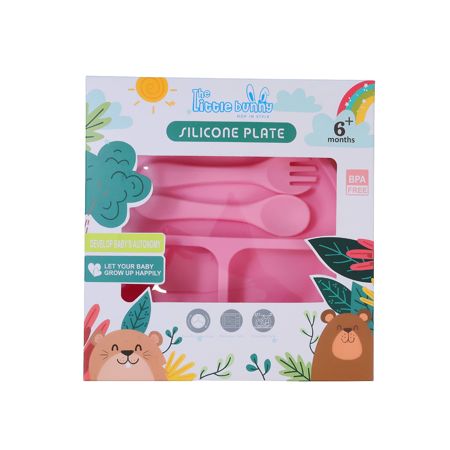 Baby Silicone Feeding Set with Bib, Plate & Spoon – 6+ Months