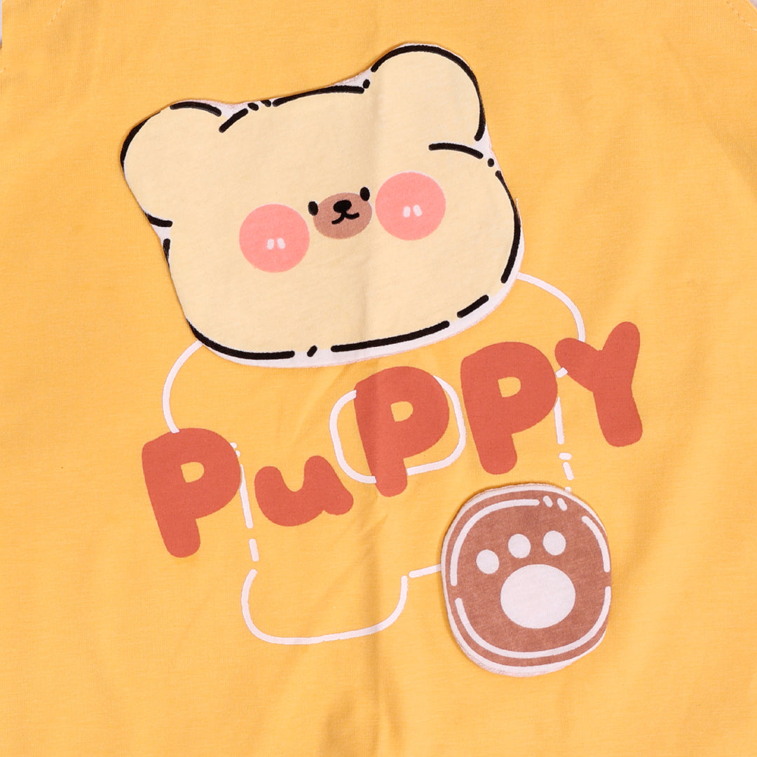 Teddy Cotton T-shirt & Dungaree Set