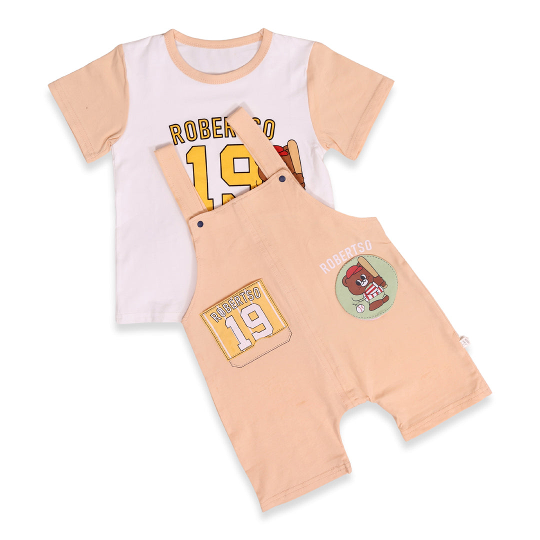 Baseball Teddy T-shirt & Dungaree Set