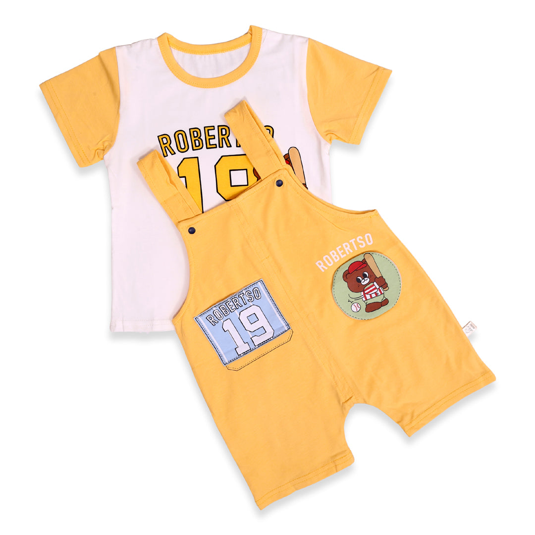 Baseball Teddy T-shirt & Dungaree Set
