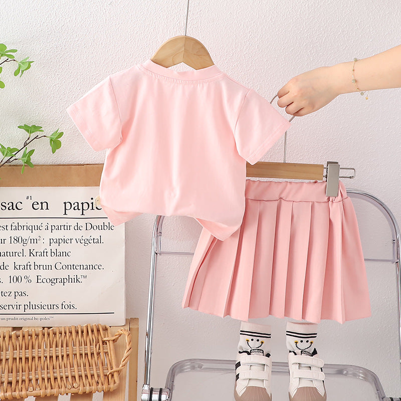 Summer Skirt set for Girls with Bear Patch