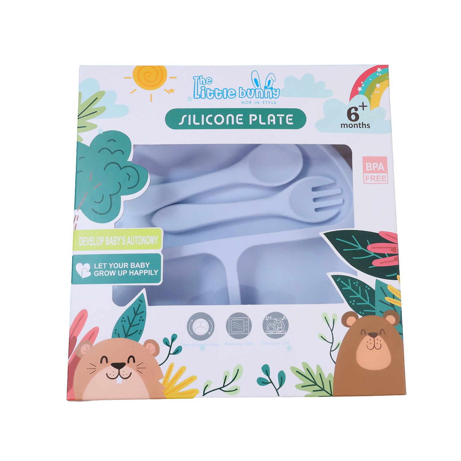 Baby Silicone Feeding Set with Bib, Plate & Spoon – 6+ Months