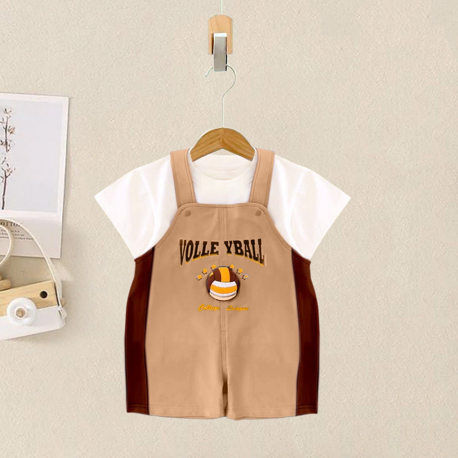 Sporty Vibrant Cotton T-shirt & Dungaree