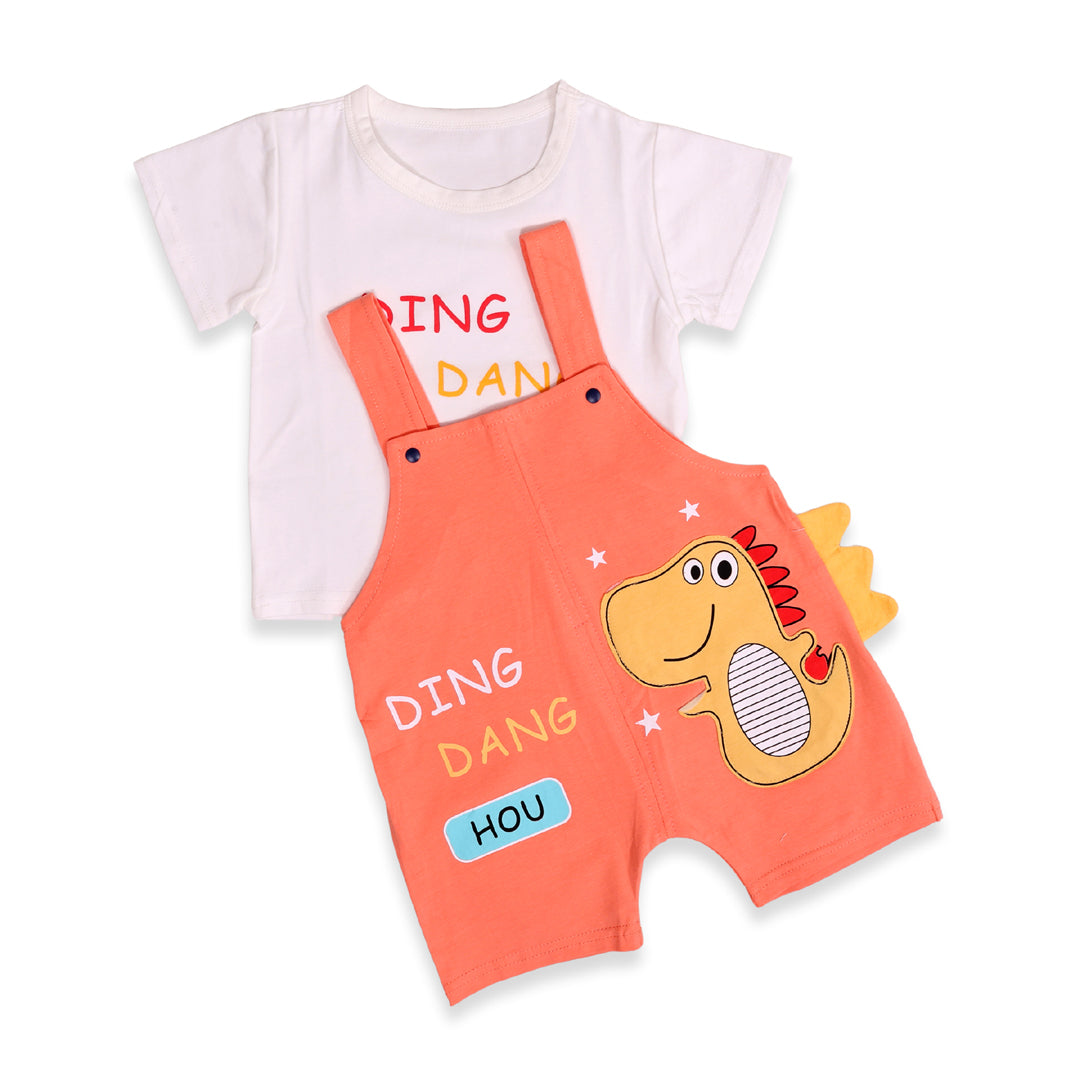 Dino Cotton T-shirt & Dungaree Set