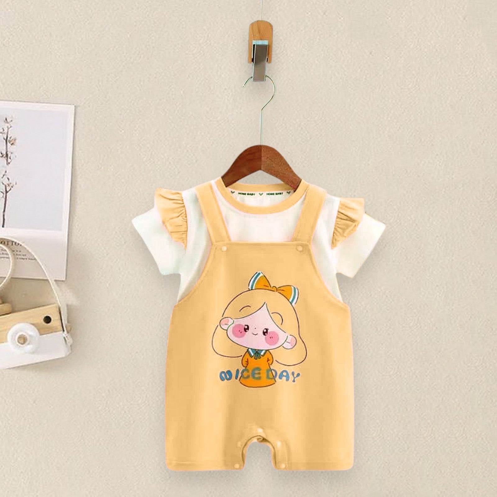 unisex Ruffle Sleeve T-shirt & Dungaree Set