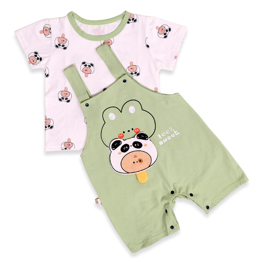 Panda T-shirt & Dungaree Set