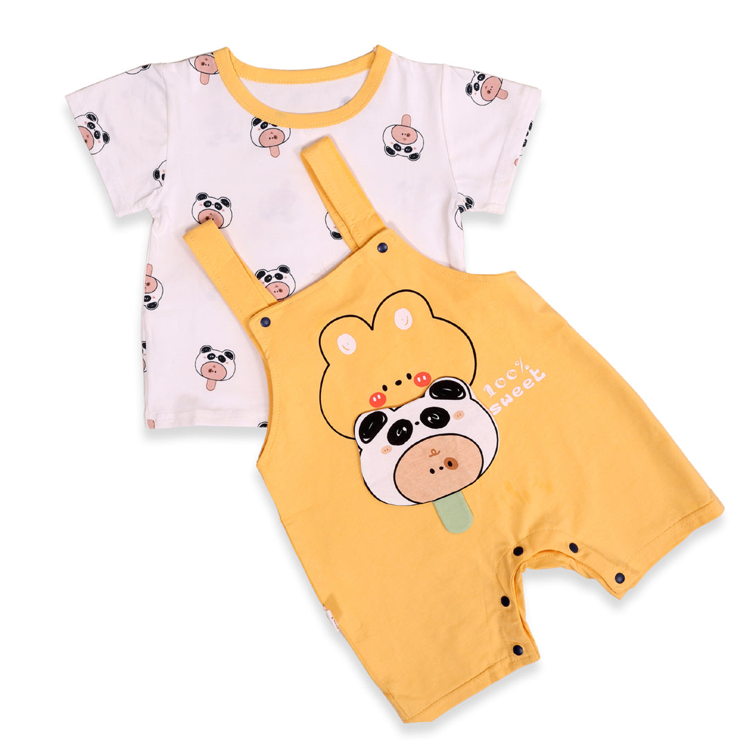 Panda T-shirt & Dungaree Set