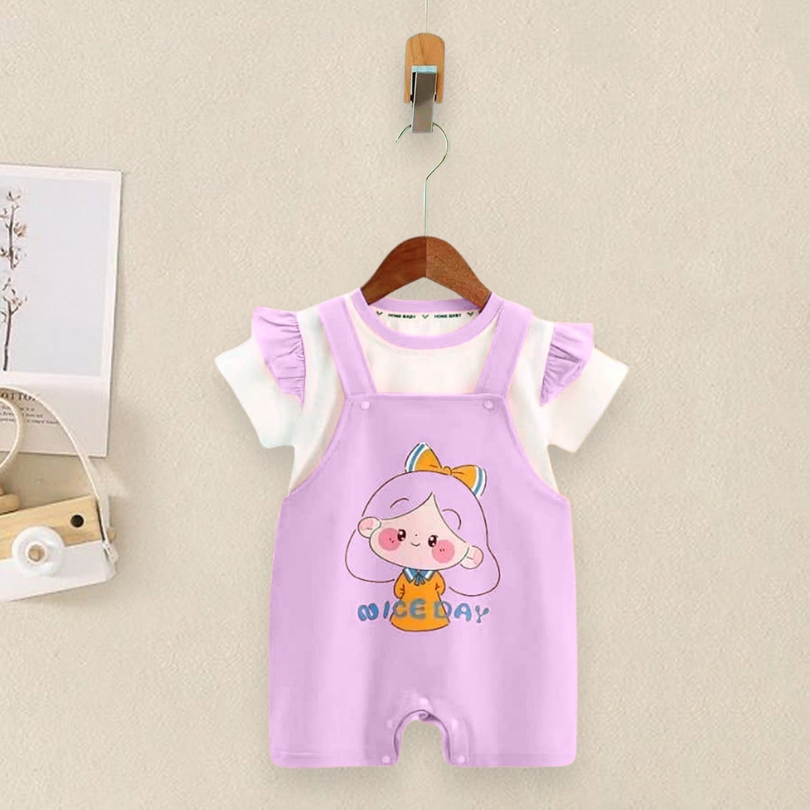 unisex Ruffle Sleeve T-shirt & Dungaree Set
