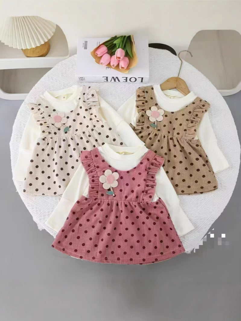 Polka Full Sleeves Dress for Girls