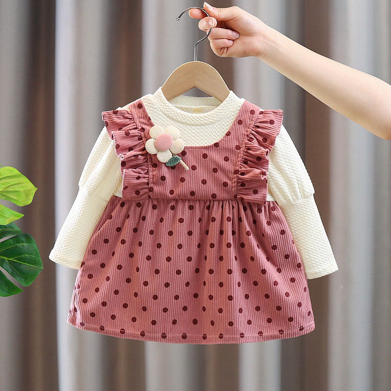 Polka Full Sleeves Dress for Girls