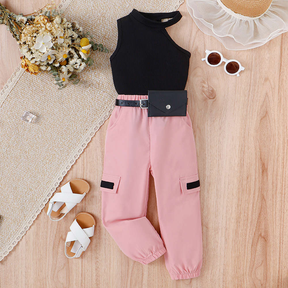 Girls Cut Out Tank Top & Detail Pants