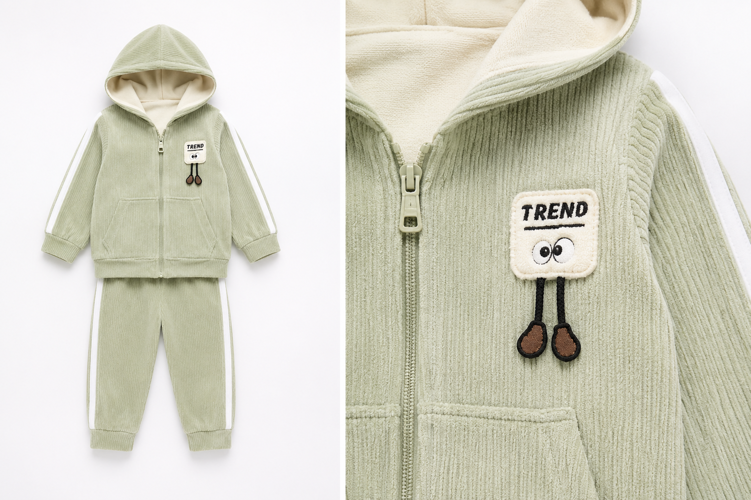 Premium Ribbed Hooded Baby Cord Set-TLB3133