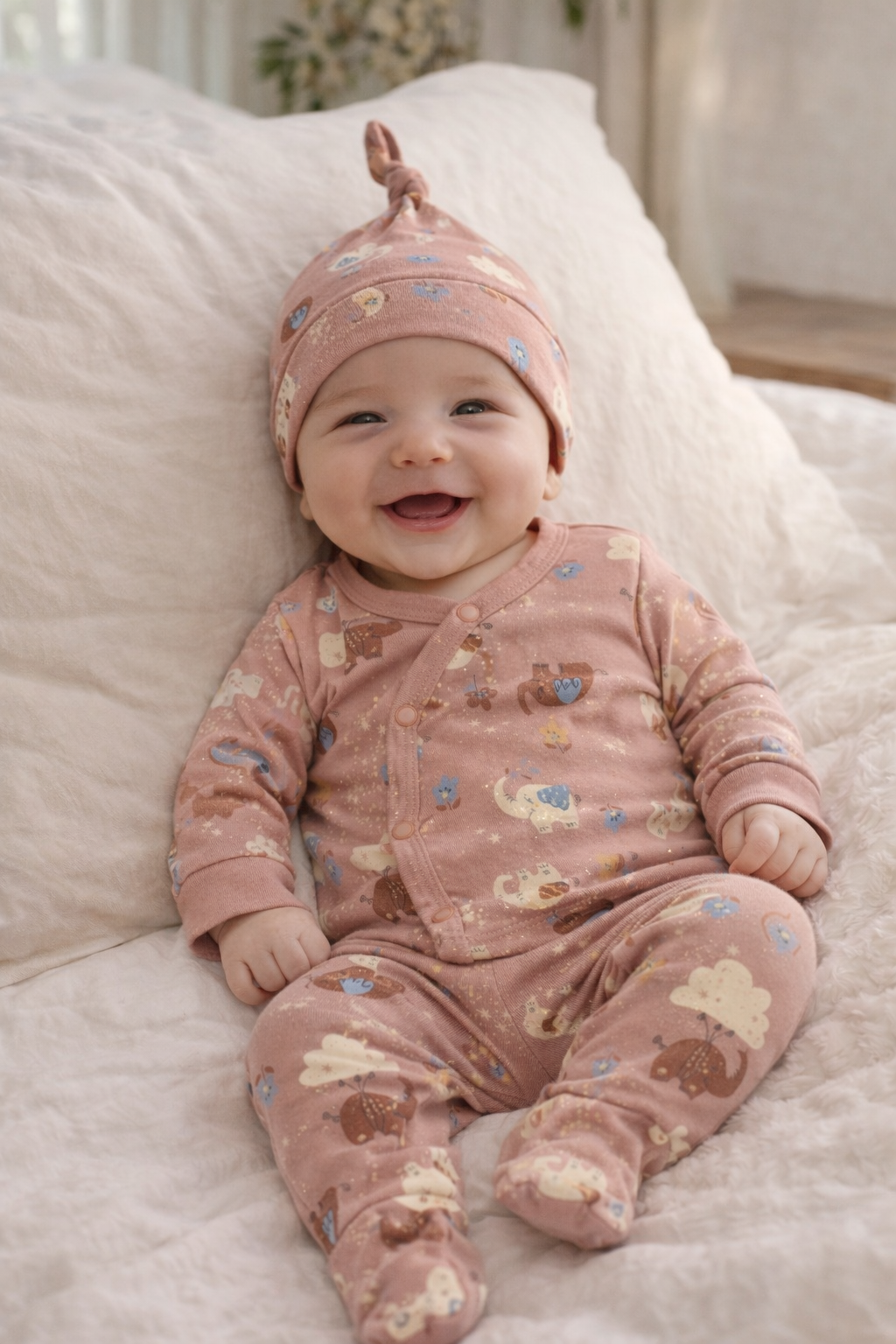 Adorable Newborn Baby Wrap-Style Cotton Clothing Set with Cap