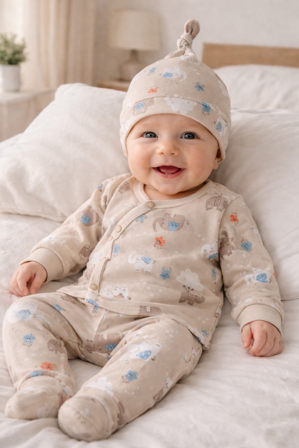 Adorable Newborn Baby Wrap-Style Cotton Clothing Set with Cap