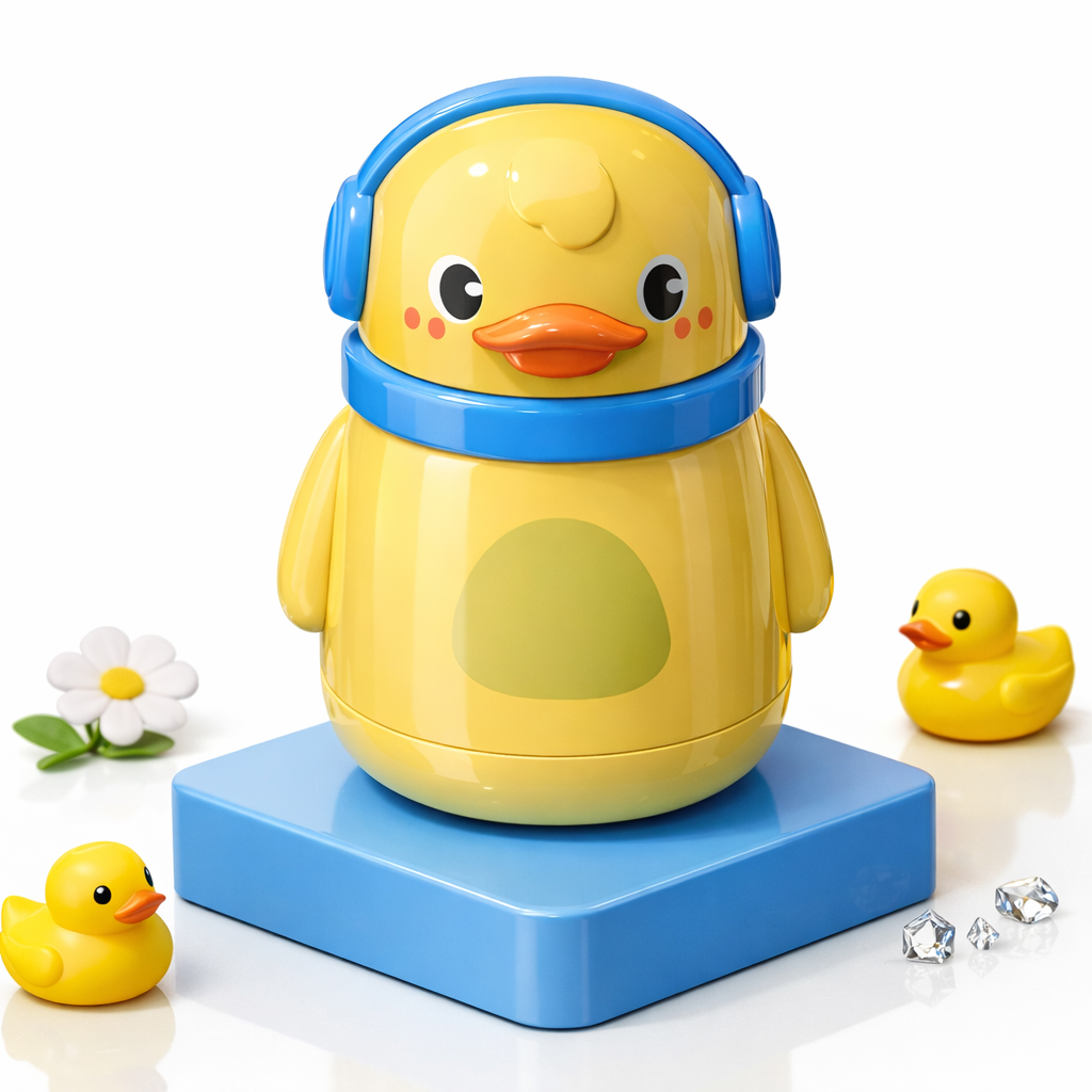 Little Duck Kids Powder Puff with Headphone Design – Cute Soft Makeup & Face Powder Applicator