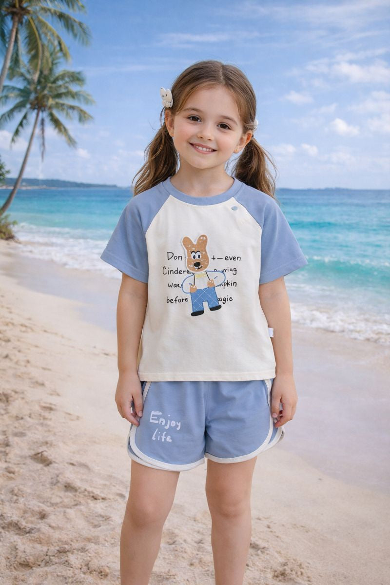 Kids Graphic Tee & Shorts Summer Set with Playful Print
