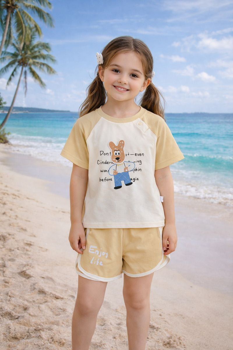 Kids Graphic Tee & Shorts Summer Set with Playful Print