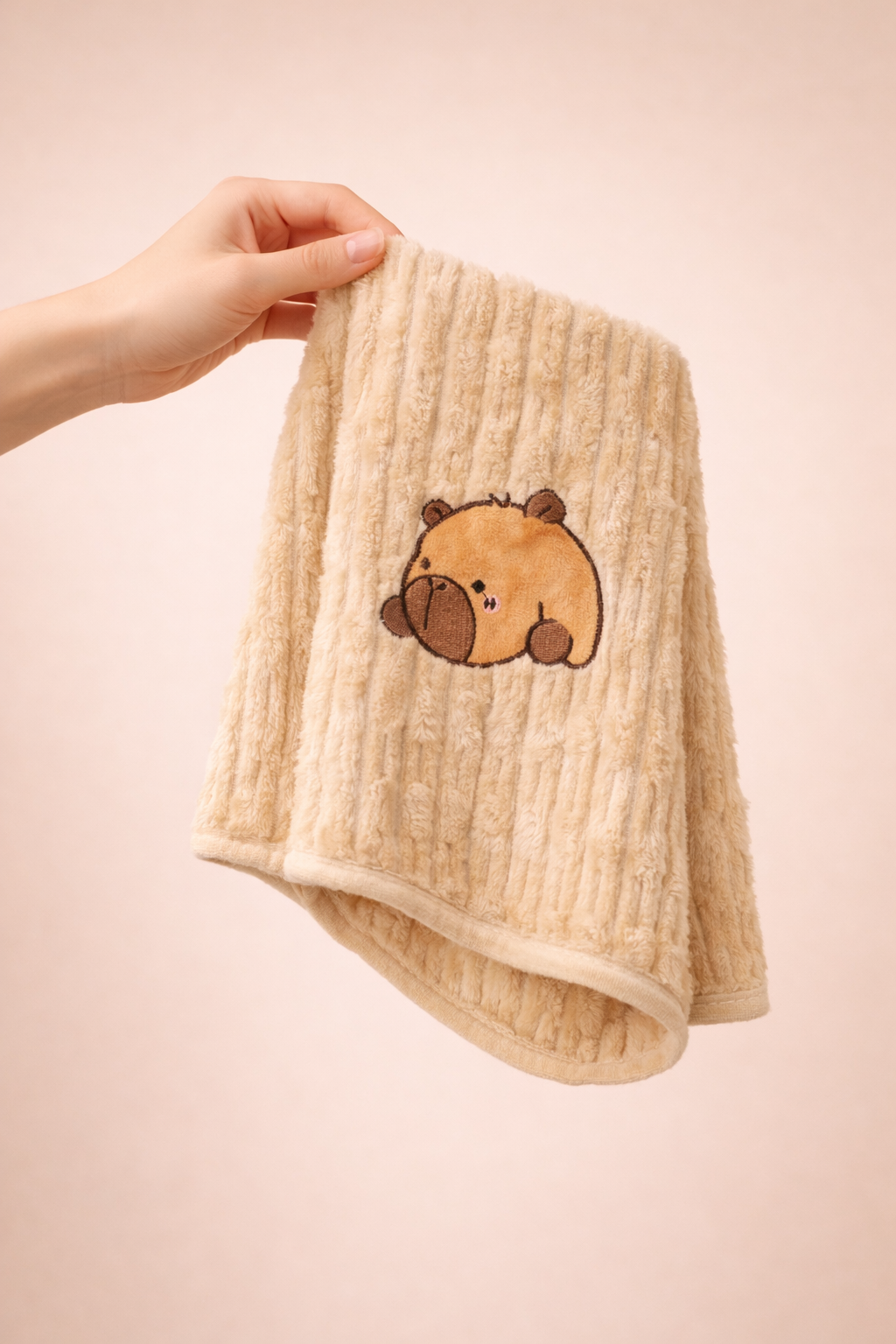 The Little Bunny Plush Ribbed Baby Towel | Extra-Soft, Highly Absorbent & Gentle on Delicate Skin