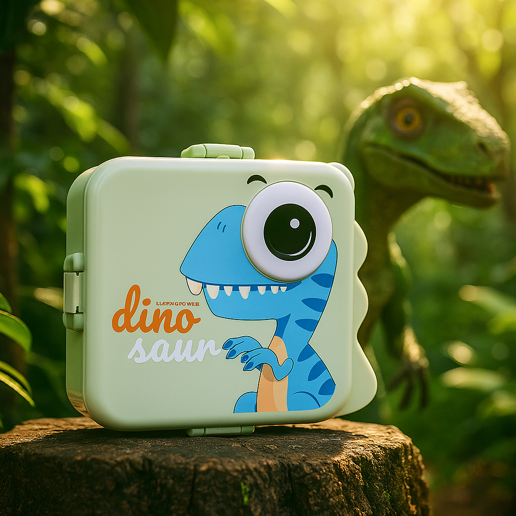 Cute Cartoon Dinosaur Lunch Box for Kids – 1190ml Stainless Steel, Leakproof & Portable