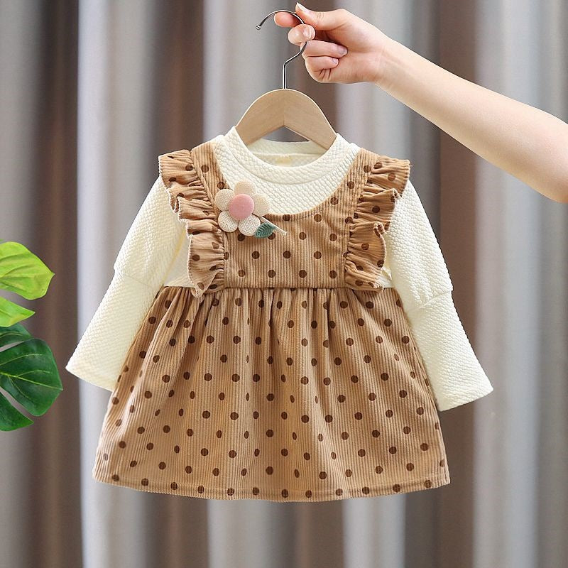 Polka Full Sleeves Dress for Girls