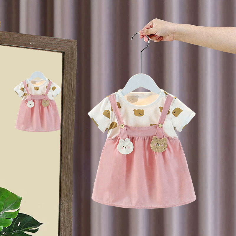 Bunny and Teddy Cotton Dress - Main Image