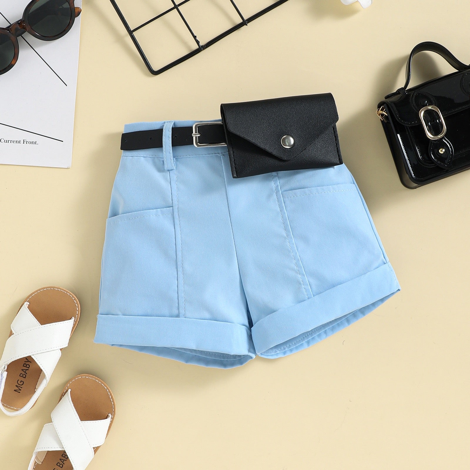Girls Top with Shorts & Purse Set