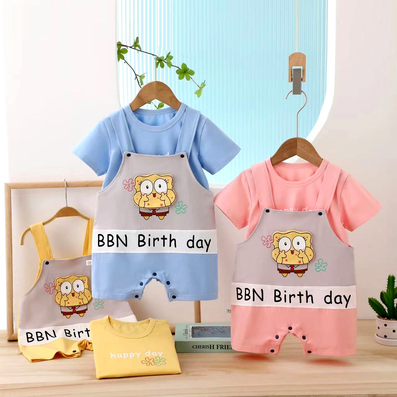 3D Cartoon T-shirt & Dungaree Set
