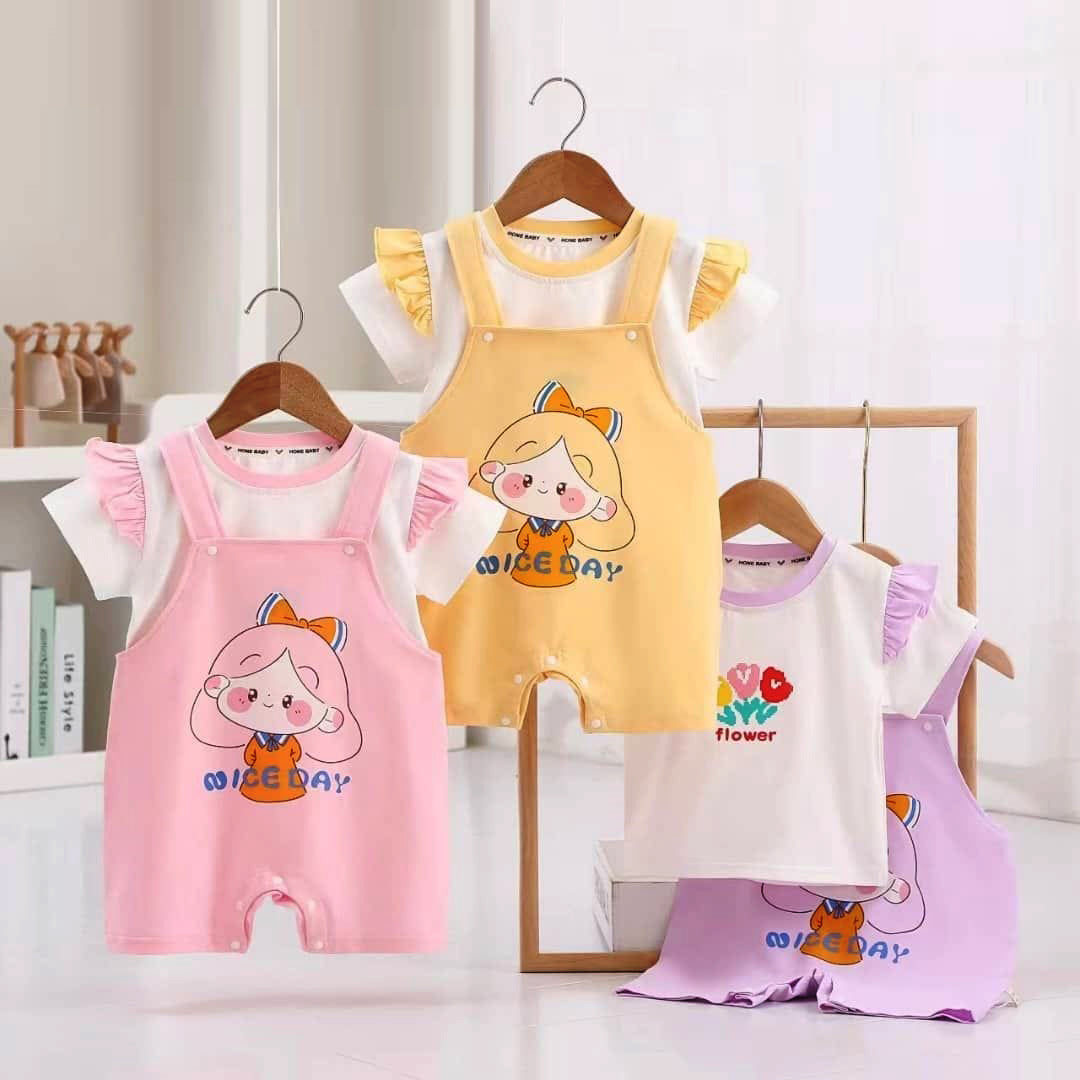 unisex Ruffle Sleeve T-shirt & Dungaree Set