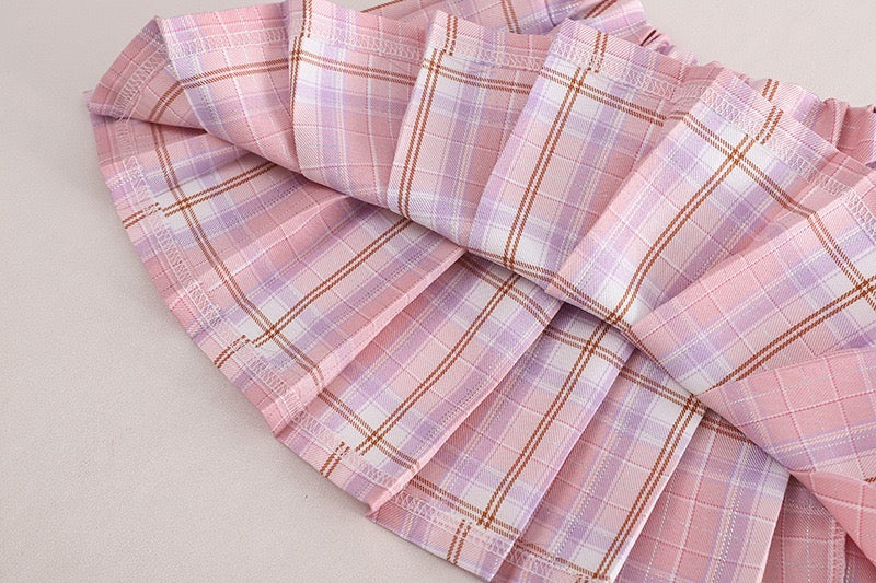 Girls Peter Pan Collared Shirt & Skirt Set