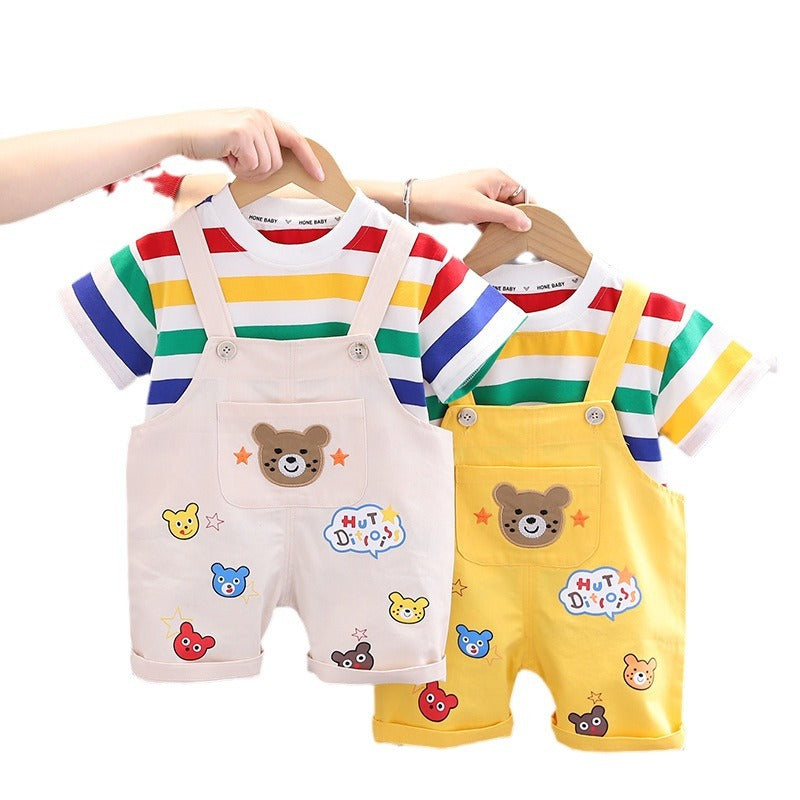 Dungaree with Striped T-Shirt