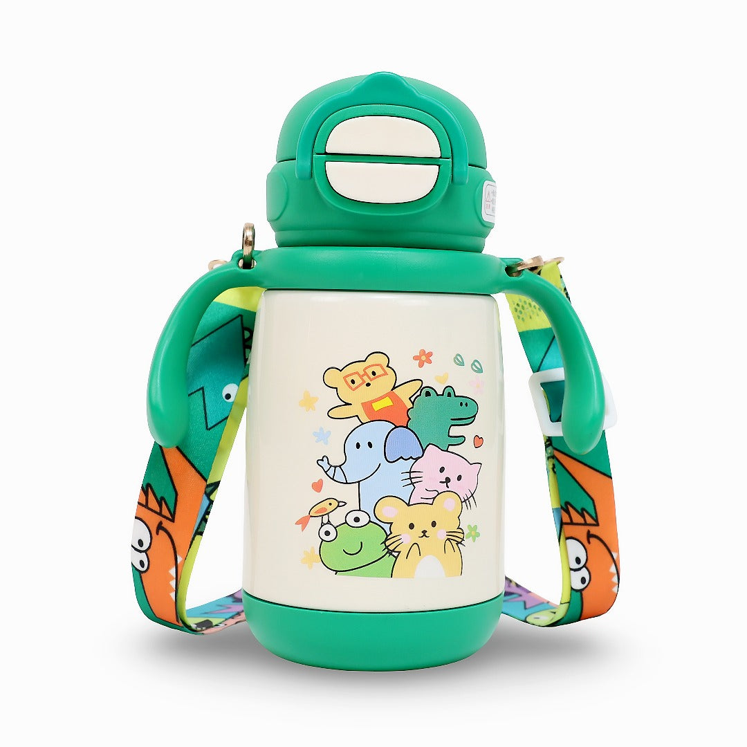 Durable Stainless Steel Kids Sipper Bottle with Strap – Leakproof & Travel-Friendly